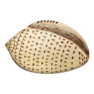 Cone Sea Shell Woodburned Panel Wood Board Wall Decor 8.75 Inch Hand Crafted